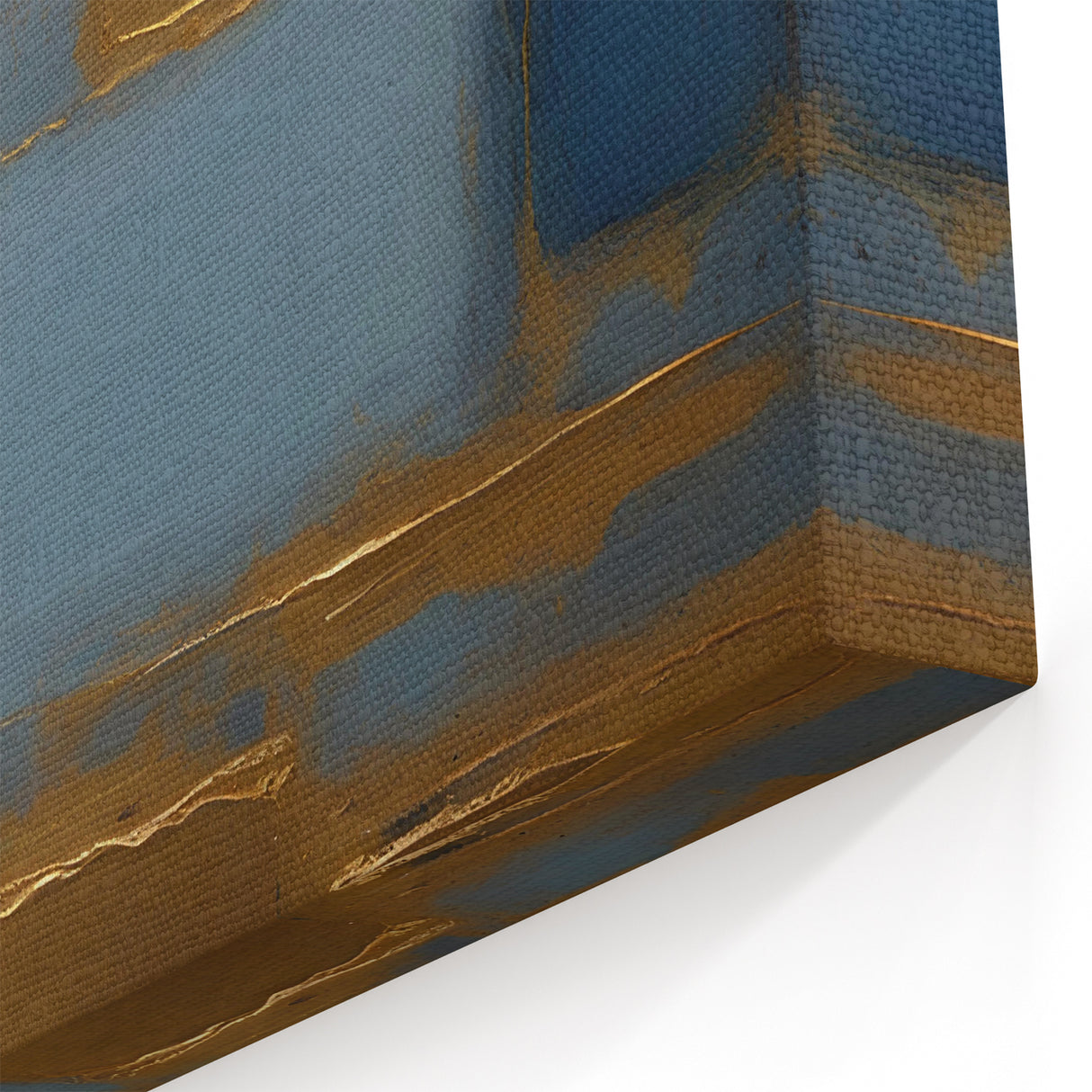 Abstract Blue and Gold Geometric Strokes - Modern Wall Art Decor