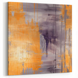 Abstract Orange and Gray Strokes - Modern Drip Line Wall Art Decor