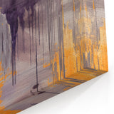 Abstract Orange and Gray Strokes - Modern Drip Line Wall Art Decor