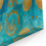 Abstract Turquoise and Gold Circles - Modern Geometric Wall Art