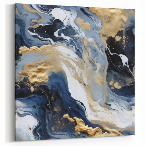 Black, White, and Gold Abstract Swirl Art - Modern Wall Decor