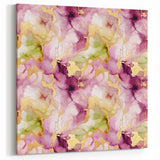 Abstract Pink, Green, and Gold Strokes - Modern Floral-Inspired Wall Art