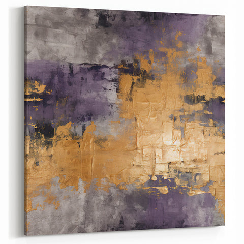 Abstract Gold and Purple Textured Art - Modern Luxury Wall Decor