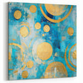 Abstract Blue and Gold Circles Art - Modern Geometric Wall Decor