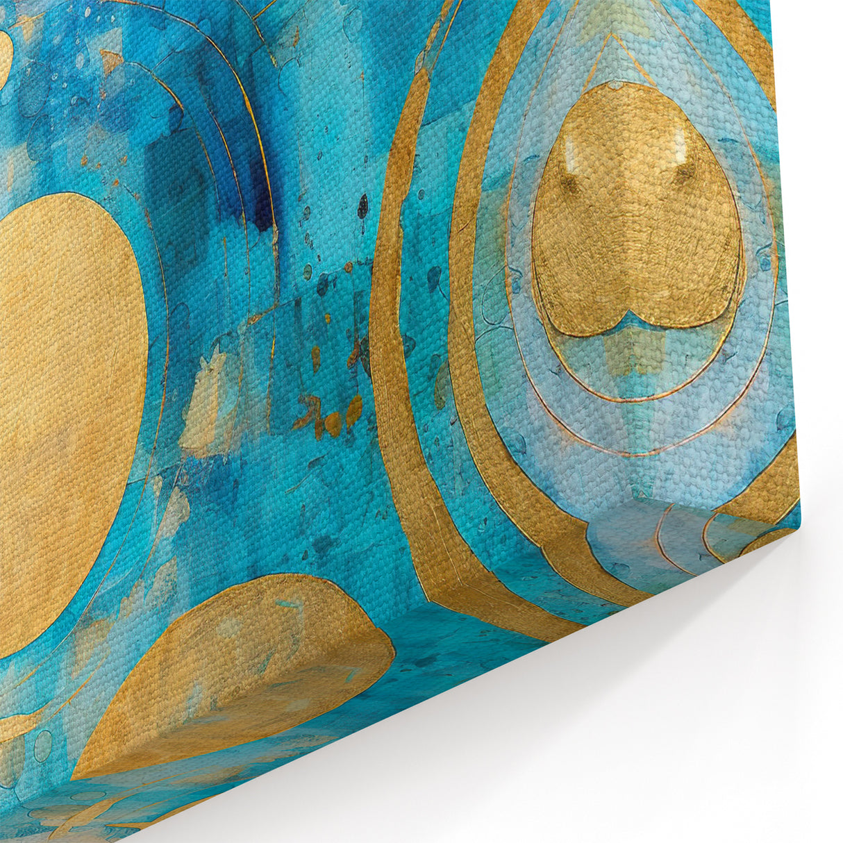 Abstract Blue and Gold Circles Art - Modern Geometric Wall Decor