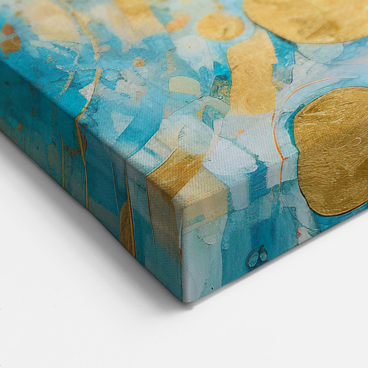 Abstract Blue and Gold Circles Art - Modern Geometric Wall Decor