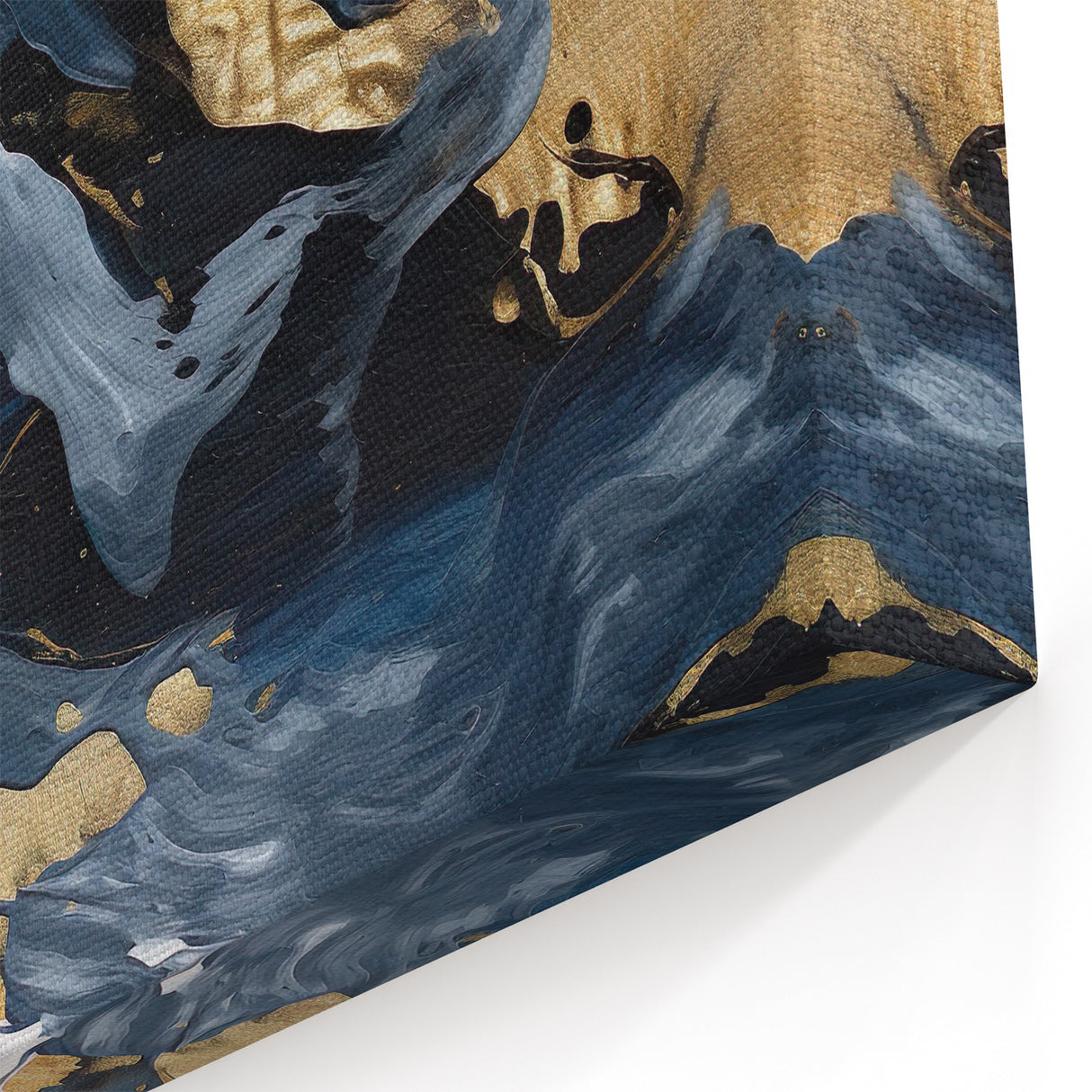 Modern Strokes Artwork - Navy, Gold, and White Abstract Line Art