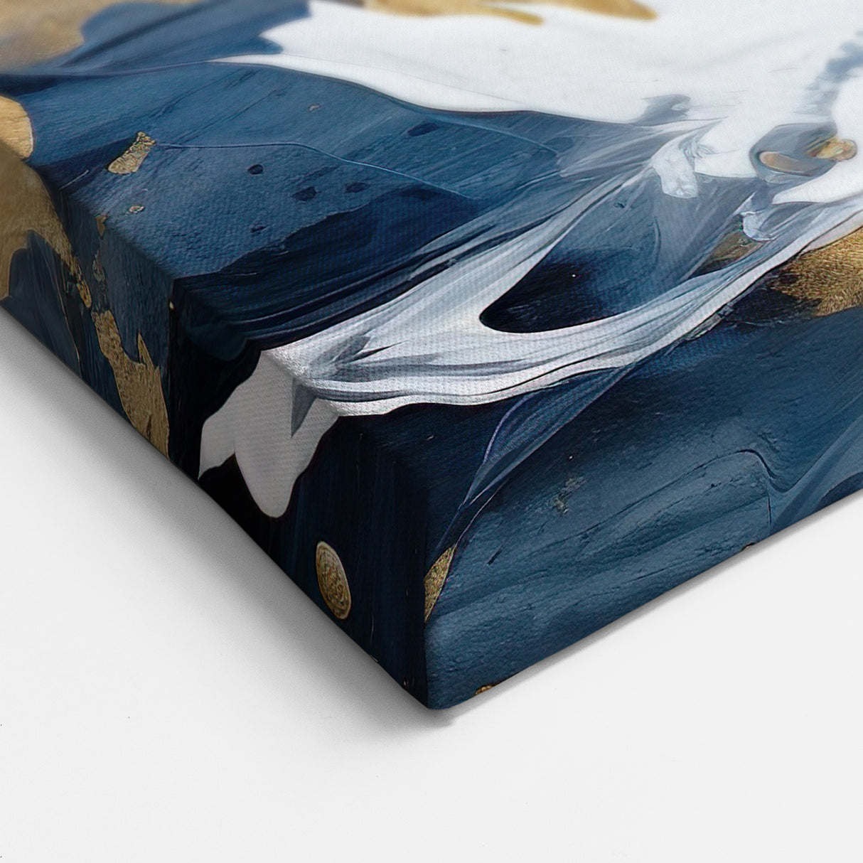 Modern Strokes Artwork - Navy, Gold, and White Abstract Line Art