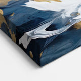Modern Strokes Artwork - Navy, Gold, and White Abstract Line Art