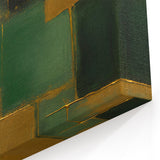 Geometric Line Art - Green and Gold Abstract Strokes Canvas