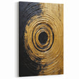 Abstract Brush Strokes - Black and Gold Circular Line Art Canvas