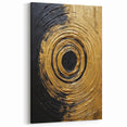 Abstract Brush Strokes - Black and Gold Circular Line Art Canvas