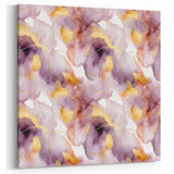 Soft Strokes Abstract Art - Purple, Gold, and Peach Watercolor Canvas