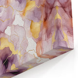 Soft Strokes Abstract Art - Purple, Gold, and Peach Watercolor Canvas