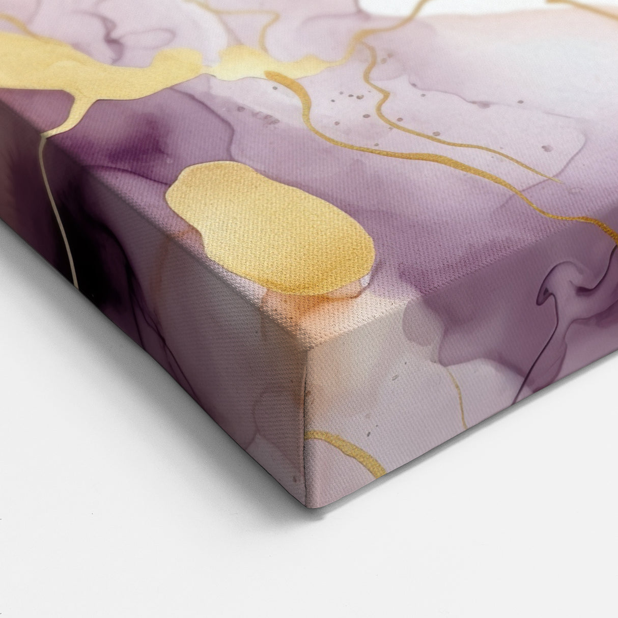 Soft Strokes Abstract Art - Purple, Gold, and Peach Watercolor Canvas