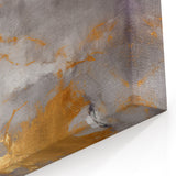 Abstract Brush Strokes - Gray, Gold, and Purple Metallic Canvas Art