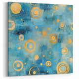 Geometric Line Art - Blue and Gold Circular Abstract Canvas
