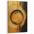 Circular Gold and Black Abstract Line Art - Modern Textured Canvas