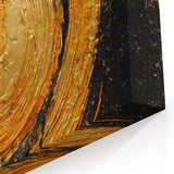 Circular Gold and Black Abstract Line Art - Modern Textured Canvas
