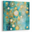 Circular Abstract Art - Teal, Gold, and White Geometric Canvas Design