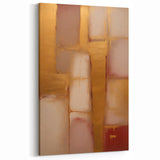 Geometric Abstract Canvas - Gold, Beige, and Blush Pink Art Design