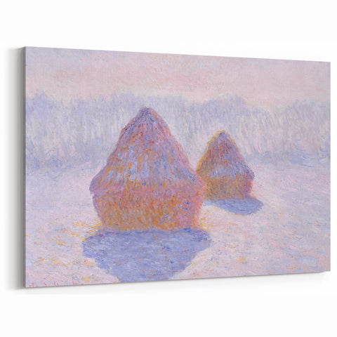 Impressionist Haystack Winter Scene - Monet Snow & Sun Effect Print