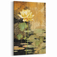 Abstract Botanical Prints - Golden Lotus Floral Canvas