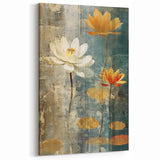 Floral Abstract Canvas - Elegant Lotus Blossom Wall Art