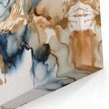 Abstract Floral Art - Modern Floral Wall Decor in Blue and Gold Tones