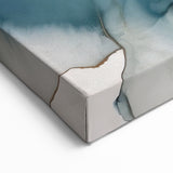 Abstract Floral Art - Modern Floral Wall Decor in Blue and Gold Tones