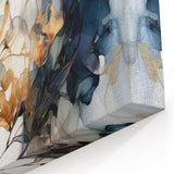 Floral Abstract Canvas Art - Elegant Botanical Design in Blue and Gold