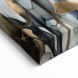 Floral Abstract Canvas Art - Elegant Botanical Design in Blue and Gold