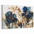 Abstract Botanical Prints - Modern Floral Wall Decor in Navy and Gold