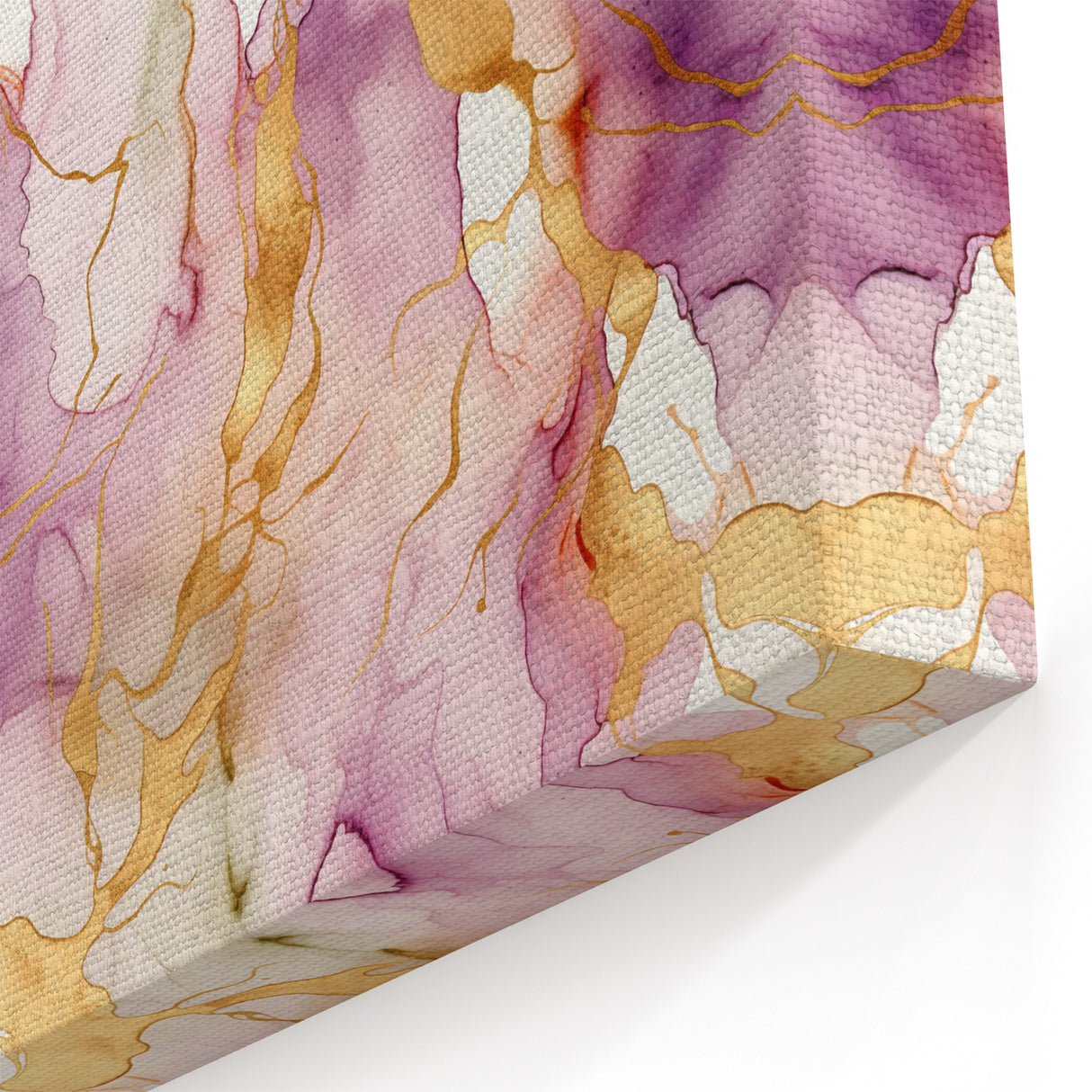 Watercolor Abstract Art - Pink, Purple, and Gold Fluid Line Canvas