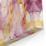 Watercolor Abstract Art - Pink, Purple, and Gold Fluid Line Canvas