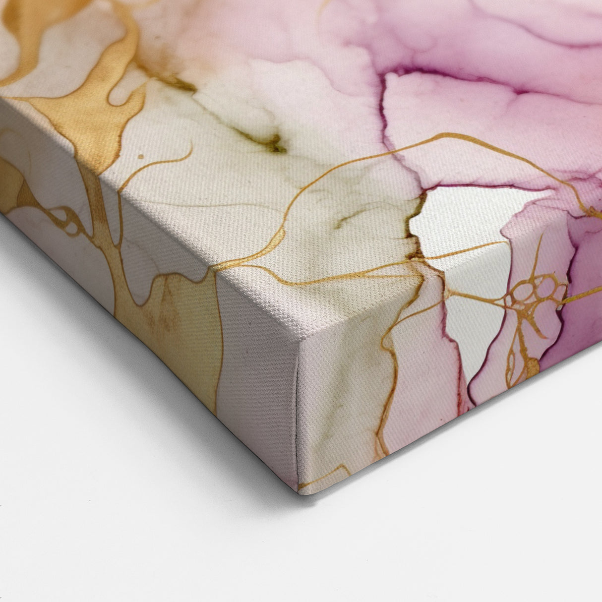 Watercolor Abstract Art - Pink, Purple, and Gold Fluid Line Canvas