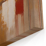 Modern Abstract Canvas - Gold, Beige, and Red Textured Line Art