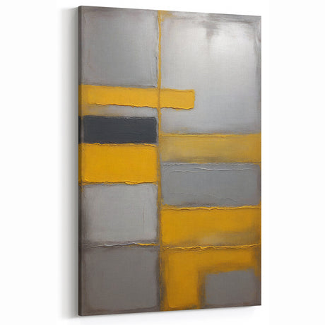 Geometric Abstract Art - Yellow, Gray, and Black Minimalist Canvas