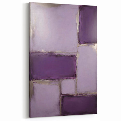 Minimalist Geometric Canvas - Purple and Silver Abstract Art Design