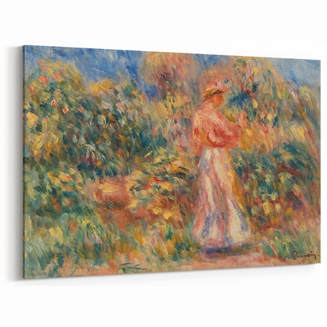 Impressionist Garden Scene Wall Art - Renoir's Woman in Pink and White
