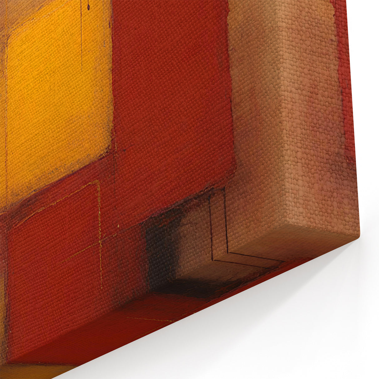 Red and Yellow Abstract Line Art - Rustic Warmth Strokes Canvas Print