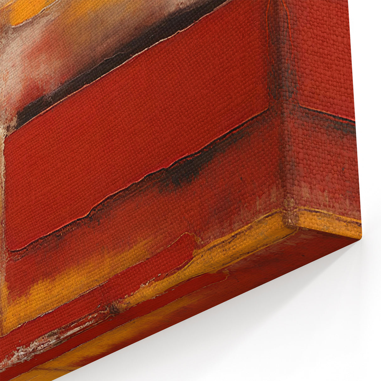 Red, Yellow, and Beige Abstract Line Art - Rustic Geometric Canvas