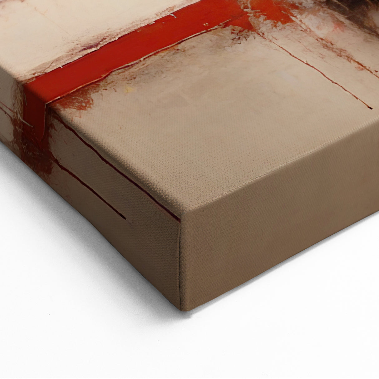 Red, Yellow, and Beige Abstract Line Art - Rustic Geometric Canvas