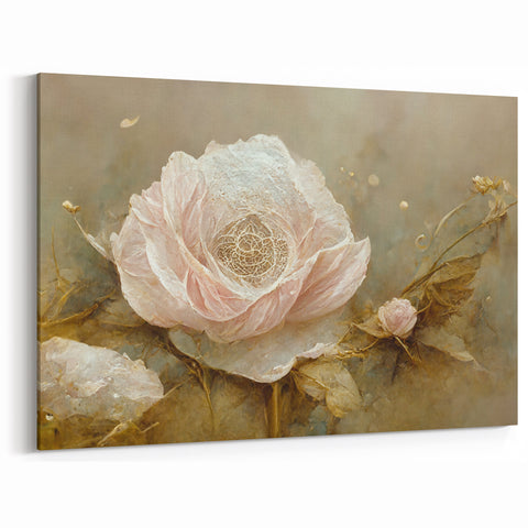 Modern Floral Abstract - Soft Blush Flower Canvas Art