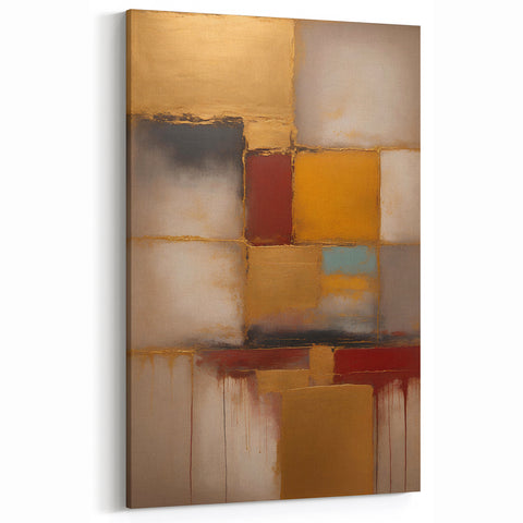Gold, Mustard, and Red Abstract Art - Luxurious Geometric Canvas Print