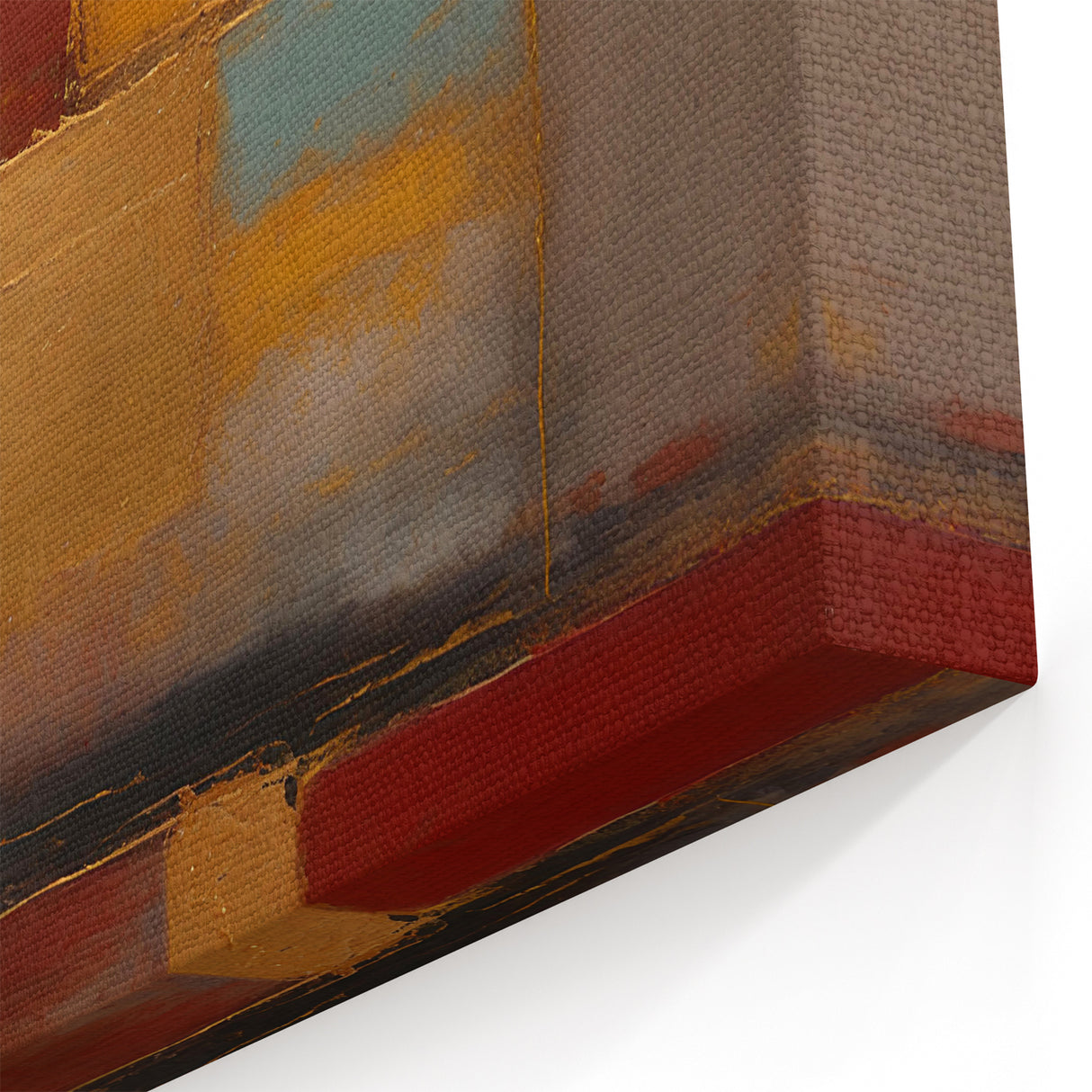 Gold, Mustard, and Red Abstract Art - Luxurious Geometric Canvas Print