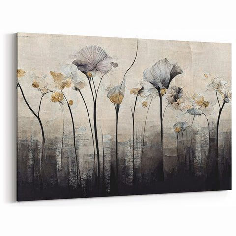 Floral Abstract Canvas Art - Twilight Blossoms Wall Decor