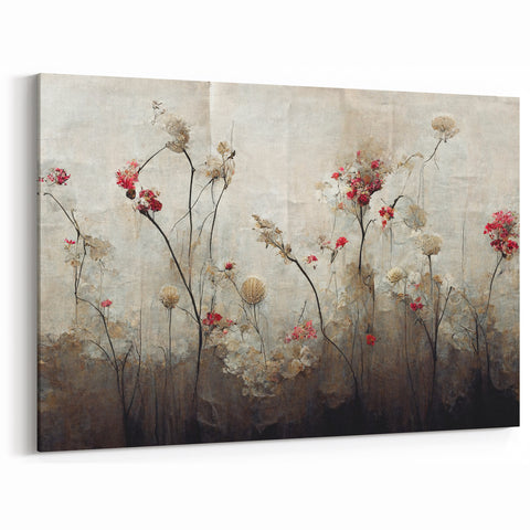 Colorful Abstract Florals - Crimson Bloom Canvas Art