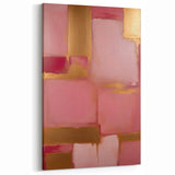 Blush Pink and Gold Abstract Canvas - Elegant Rose Line Art Design