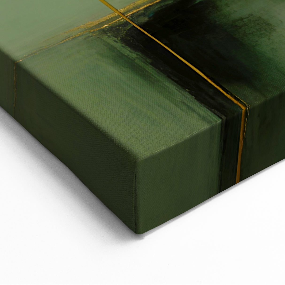 Deep Green and Gold Geometric Abstract Art - Nature's Harmony Canvas